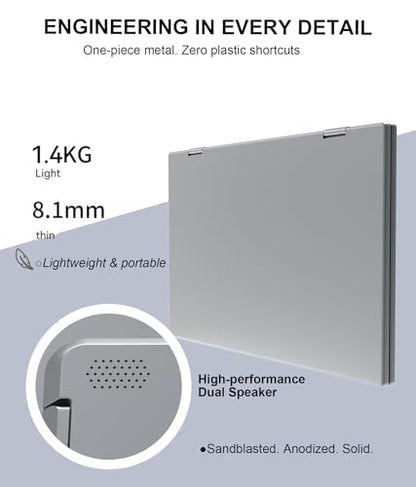 LB D16 Portable Dual Monitor 15.6 Inch 1080P FHD IPS Stacked Double Screen USB-C Mini HDMI Dual Display with Gravity Sensor HDR for Coding Stock Trading Office - size: D16 (Dual 15.6")