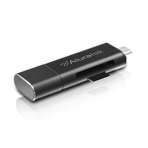 Aluratek USB-C and USB 3.1 SD & MicroSD Card Reader, 2-in-1 Memory Card Reader with Dual Connectors, Compatible with Laptop, PC, MacBook, and Other USB Devices - AUCRC300F