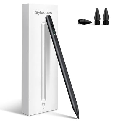 Stylus Pen for iPad 2026-2018 with 13mins Fast Charge,Tilt Sensitivity Palm Rejection Pencil for 11th (A16)/10/9/8/7/6 Gen, iPad Pro 11"/12.9"/M4/M5, iPad Air 3/4/5/M2/M3/M4, Mini 7/6/5 - color: black