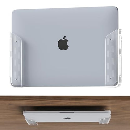 Clear Wall & Under Desk Laptop Mount Holder–Adhesive & Screw in,1.02"/ 26 mm,Anti-Scratch Pads,Universal for MacBooks,Surface,Keyboards,Tablets,Switch &More - color: Transparent
