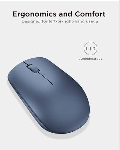 Lenovo 530 Wireless Mouse with Battery, 2.4GHz Nano USB, 1200 DPI Optical Sensor, Ergonomic for Left or Right Hand, Lightweight, GY50Z18986, Abyss Blue - color: Abyss Blue