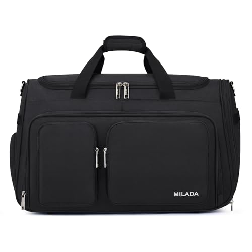 MILADA Carry On Luggage Bags for Travel Lightweight Personal Item Travel Bag Foldable Large Duffle Bag for Travel Tote Overnight Bags for Women Mens Weekender Bags, Black - color: Black, size: Carry On 21.5 inch