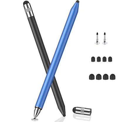 MEKO 3 in 1 Stylus Pens for Touch Screens, High Sensitivity & Precision Capacitive Stylus Pencil for Apple iPad iPhone Tablets Samsung Galaxy All Universal Touchscreen Devices (2 Pack-Black/Blue) - color: Black/Blue
