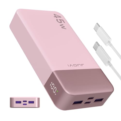 JUOVI Portable Charger 45W 20000mAh Fasting Charging Power Bank | USB C Portable Phone Charger, Battery Pack with PD 3.0 & QC 4.0 for Samsung S26/25/24 iPhone 17/16/15/14/13 Series - color: Pink