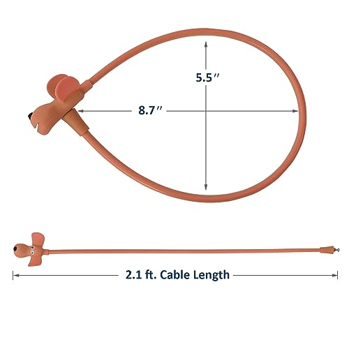Bike Cable Lock with Keys,Silicone Covered Kids Cable Lock Cartoon Lock,2 Feet Lock for Bike,Door,Skateboard,Helmet and More (Brown, Large) - color: Brown