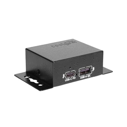 Coolgear Chargeit! Mini 75W Dual Port USB-A and USB-C PD Charger - QC 4.0 with PPS, Industrial Metal Chassis, Simultaneous Dual Port USB Fast Charging for Offices, Labs, and Vehicles (9~24V DC) - style: 75.0 Watts