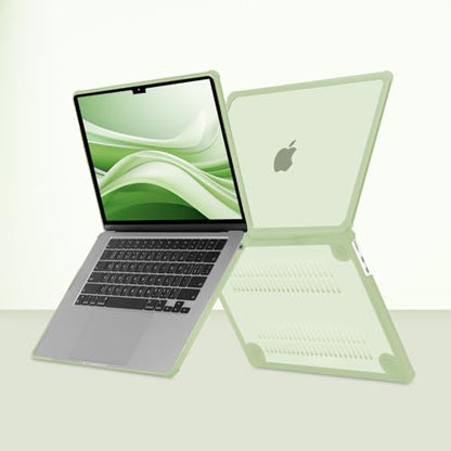 MOSISO Compatible with MacBook Air 15 inch Case M5 2026 M4 M3 M2 2025-2023 | A3448 A3241 A3114 A2941,Anti-Cracking,Heavy Duty Shock-Absorbing Hard Shell Case with TPU Bumper&Keyboard Cover, Sage Green - color: Sage Green