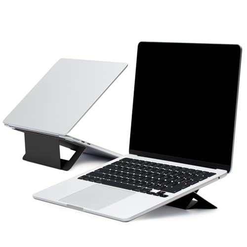 MOFT Laptop Stand for Desk, Adhesive Airflow Laptop Cooling Stand for Heat Dissipation with 2 Adjustable Viewing Angles, Foldable & Portable Computer Stand Compatible with Laptops 11"-16", Jet Black - color: Jet Black, size: 11.6"-16" Laptops-air Flow