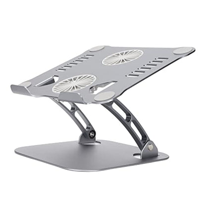 Diyeeni Laptop Stand with 2 Cooling Fans, Aluminum Computer Riser Ergonomic Foldable Height Laptop Elevator for Desk, Compatible with 10-17.3in Laptops, Sturdy Portable (Space Gray) - color: Space Gray