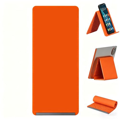 Portable Foldable Silicone Phone Holder, Flexible Silicone Aluminum Airplane Phone Holde,Bendable Rollable Foldable Design, for Phone Tablet Laptop, Portable Ergonomic Holder (Orange)
