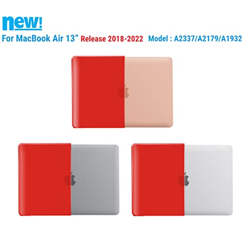 IBENZER Compatible with New MacBook Air 13 inch Case 2022 2021 2020 M1 A2337 A2179 A1932, Plastic Hard Shell Case with Keyboard Cover for Mac Retina Display with Touch ID, Red, MMA-T13RD+1A - color: Red