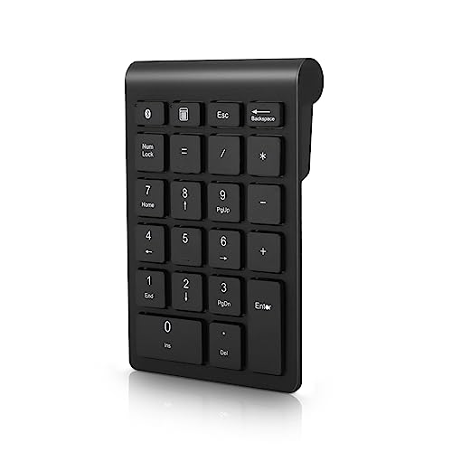 Gugxiom Bluetooth Number Pad,22 Keys Portable Mini Financial Accounting Numeric Keypad，Bluetooth 5.0 10 Key Numeric Keypad for Laptop/Desktop/PC/Notebook(Black) - color: Black