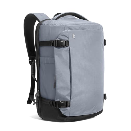tomtoc Travel Backpack, TSA Friendly Flight Approved Carry-on Luggage Hand Water-resistant Lightweight Business Rucksack - color: Silver Gray-ripstop, size: 40L
