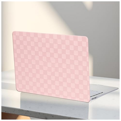 for MacBook Neo Case 13-Inch,Checkerd Print,Leather Textured | Logo Cutout，Keyboard Skin, Anti-Fingerprint, Anti-Scratch, Slim, Lightweight, Pink - color: Checkerboard Pink
