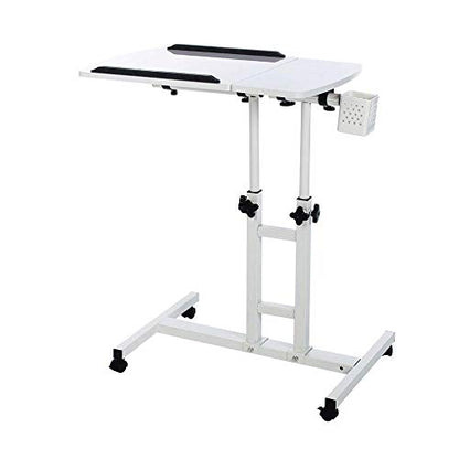 Adjustable Laptop Desk, White | Wheels - color: White