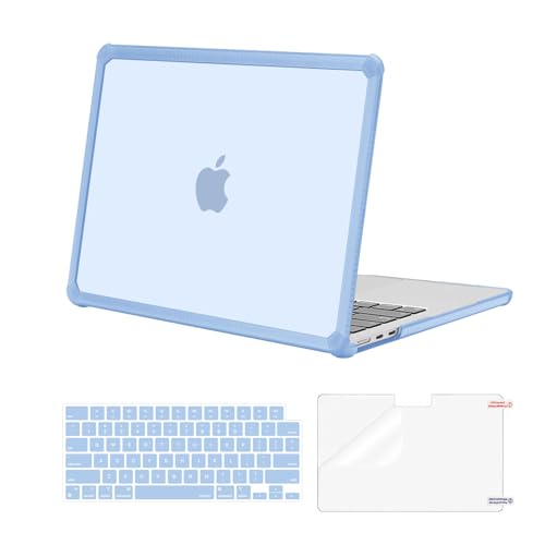 MOSISO Compatible with MacBook Air 13 inch Case M5 2026 M4 M3 M2 2025-2022 | A3449 A3240 A3113 A2681, 3 in 1 Kit Crack-Resistant Heavy Duty Protective Hard Shell Case Cover with TPU Bumper, Air Blue - color: Air Blue