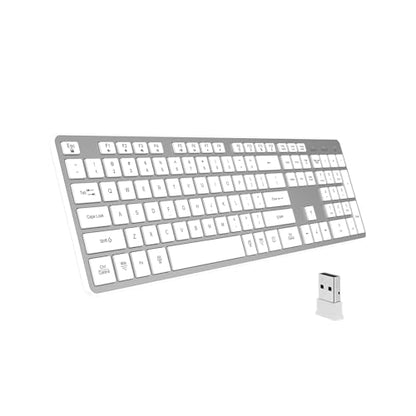 Slim Wireless Keyboard for Mac and Windows, Ultra Quiet Low-Profile Flat Key Board with Full-Size Keys, 2.4GHz Wire Less for PC, Mac, Windows 11/10/8/7 Silver - size: Standard Keyboard Size