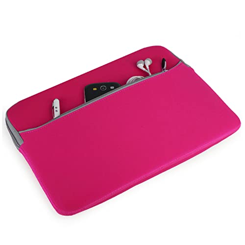 Travel Neoprene 13" Laptop Sleeve with Water Resistant Protection, Front Pocket - Compatible with SurfaceBook (Hot Pink) - color: Magenta