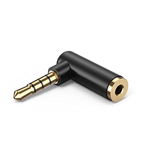CableCreation 3.5mm Audio Adapter, 1/8 TRRS Stereo Headphone Connector | Angle Male to Female Compatible with Headset, Tablets, MP3 Players,Game Controller,Speakers,Black - size: 1-Pack, style: Angle Adapter