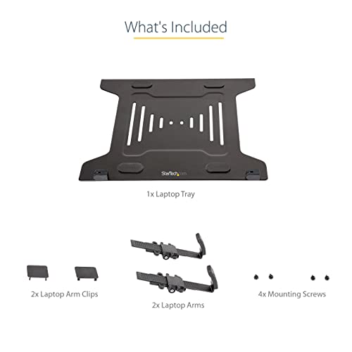 StarTech VESA Laptop Tray up to 9.9lb, Ventilated (Laptop-ARM-Tray) | Adjustable Monitor Arm Laptop Tray Secures Notebooks (4.5kg/9.9lb), 75x75 & 100x100 VESA Holes, For Desk Mounts/Stands
