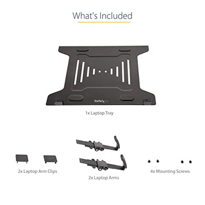 StarTech VESA Laptop Tray up to 9.9lb, Ventilated (Laptop-ARM-Tray) | Adjustable Monitor Arm Laptop Tray Secures Notebooks (4.5kg/9.9lb), 75x75 & 100x100 VESA Holes, For Desk Mounts/Stands