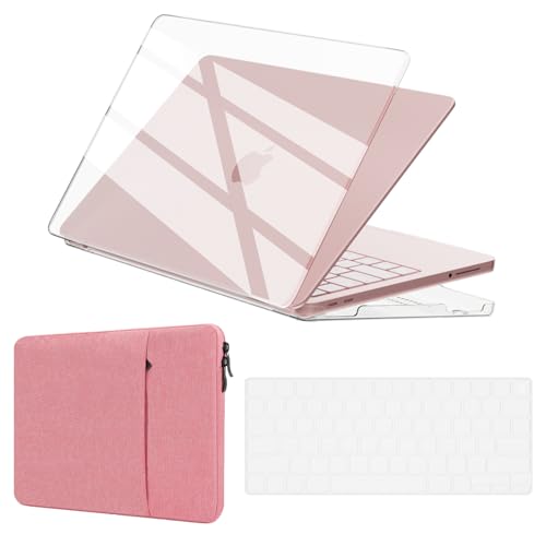 ProElife 3-in-1 for MacBook Neo, Clear Hard Shell, Sleeve & Keyboard Cover | Pink Laptop Case, Clear Keyboard Skin, Heat Dissipation, Precision Fit, Water-Resistant & Reusable, Complete Accessory Kit - color: Clear+Pink