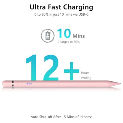 iPad Pencil 1st Generation for iPad, Stylus Pen for Apple Pencil 2nd Generation with Magnetic Charging Tilt Sensitivity& Palm Rejection, Pencil for iPad Pro 11/12.9/13, Air, Mini Pink - color: pink