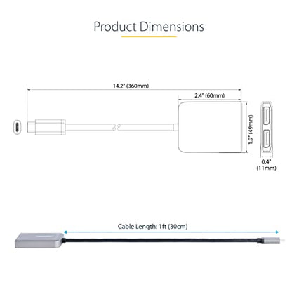 StarTech USB-C Multi-Monitor MST Hub, Dual 5K 60Hz DP, HDR, Windows Only | Laptop display extender, Dual 5K 60Hz, DSC, 2ch audio, HDCP 2.2, Extra-long built-in cable, Windows only - size: 2 x DP 1.4