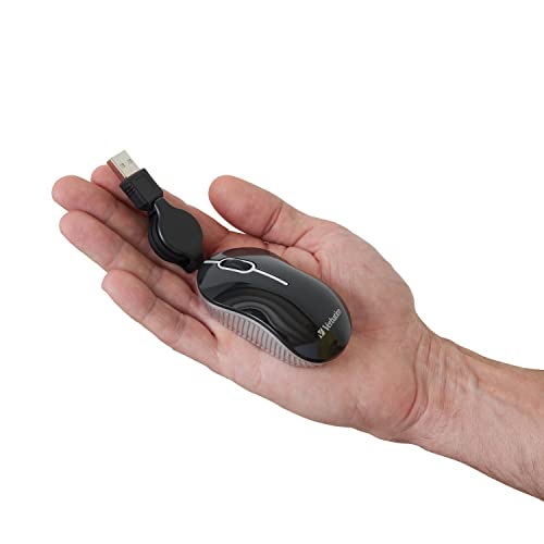 Verbatim Wired Optical Computer Mini USB-A Mouse - Plug & Play Corded Small Travel Mouse with Retractable Cable – Blue 98616 - color: BLUE