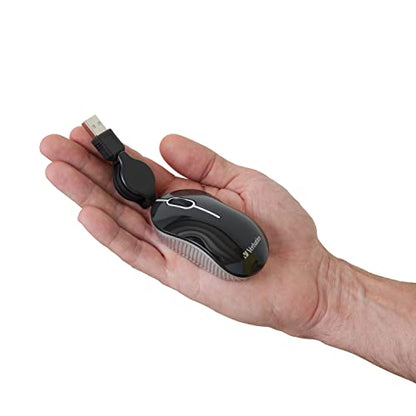 Verbatim Wired Optical Computer Mini USB-A Mouse - Plug & Play Corded Small Travel Mouse with Retractable Cable – Blue 98616 - color: BLUE