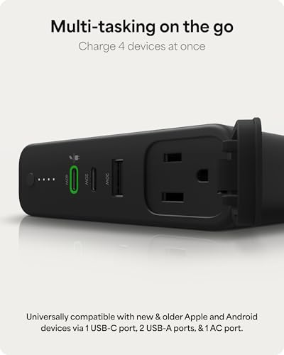 mophie powerstation pro AC (2023)-27,000 mAh External Battery compatbile With MacBook&iPad Portable PD battery with 100W of AC&60W USB-C Fast Charge integrated carry strap-USB-C cable included, Black - size: 27,000 mAh, style: Gen 2