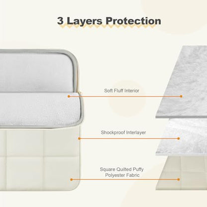 Laptop Case 16 inch,15-15.6 inch Puffy Laptop Sleeve Compatible with MacBook Pro 16 M5 M4 M3 M2 M1,HP Dell Acer ASUS Lenovo Notebook,Twelve Square Quilted Computer Bag with 2 Pockets,Sand - color: Sand, size: 16 inch