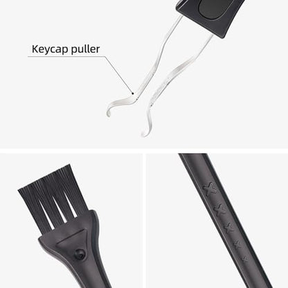 1 PCS Keycap Puller Switch Puller with 2 Cleaning Brushes | For Mechanical Keyboard, Fixing & Removal Tool, Stainless Steel