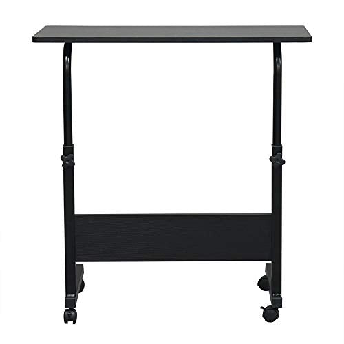 Adjustable Height Mobile Computer Desk Rolling Computer Desk, Height Adjustable Mobile Laptop Stand Desk Rolling Cart, Mobile Small Standing Desk Portable Rolling Laptop Desk Overbed Bedside Desk - color: A
