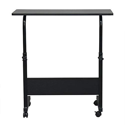 Adjustable Height Mobile Computer Desk Rolling Computer Desk, Height Adjustable Mobile Laptop Stand Desk Rolling Cart, Mobile Small Standing Desk Portable Rolling Laptop Desk Overbed Bedside Desk - color: A