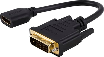 Philips DVI to HDMI Adapter, 4K @ 30 Hz, Works with Smart TVs, Roku, Fire Stick, Blu Ray, Streaming Devices, Monitors, Projectors, SWV9200H/27, Black - size: 1 Pack, style: DVI to HDMI