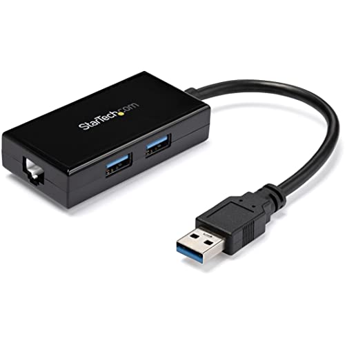 StarTech.com 2 Port USB 3.0 Hub with Ethernet - USB 3.0 x 2 - Gigabit Ethernet Network Adapter for Windows/Mac/Chrome (USB31000S2H) Black | Gigabit Ethernet Network Adapter for Windows / Mac / Chrome - color: Black, size: 2-Port, style: USB-A