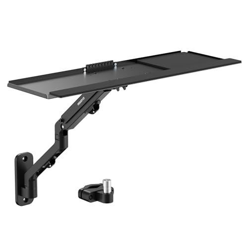 Mount-It! Keyboard Wall Mount & Pole Mount, Swivel Keyboard & Mouse Tray | Wall or pole mounted keyboard and mouse tray that swings out of the way, spring arm tilts 85°, swivels 90°, extends to 21.8" - style: Keyboard