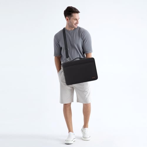 DOMISO 15.6 inch Laptop Case Sleeve Protective Cover Compatible with MacBook Pro 16 M4 M3 M2/Pro Max,15.6-16 inch HP Dell ASUS Lenovo Chromebook,Waterproof Computer Bag with Shoulder Strap,Black - color: Black, size: 15.6 inch
