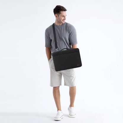 DOMISO 14 inch Laptop Case Sleeve Protective Cover Compatible with MacBook Air 15 M4 M3 M2,MacBook Pro,14-15 inch HP Dell ASUS Lenovo Chromebook,Waterproof Computer Bag with Shoulder Strap,Black - color: Black, size: 14 inch