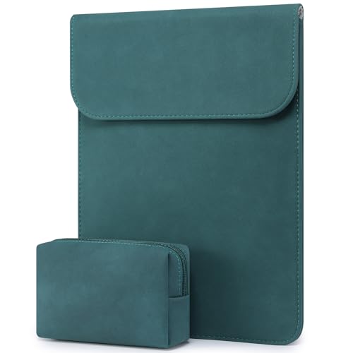 HYZUO 13.3-14 Inch Laptop Sleeve Case for MacBook Pro 14 M5/M4/M3/M2/M1 Pro/Max A3426 A3427 2026-2021, 13.3" MacBook Air/Pro, 13.5-13.8 Surface Laptop, HP Envy 13, Faux Suede Leather, Dark Green - color: Dark Green, size: 13.3-14 Inch