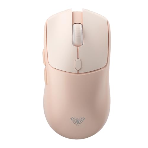 AULA SC580X Wireless Gaming Mouse, Tri-Mode 2.4G/BT5.0/USB-C Gaming Mice with 12000 DPI, 6 Programmable Buttons, Rechargeable Computer Mouse for Laptop/PC/Mac/Tablet - color: Cream