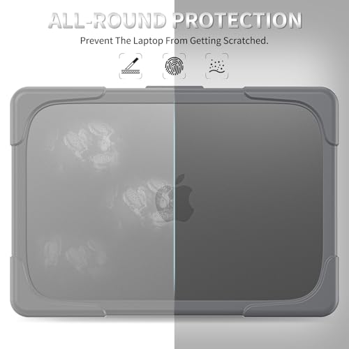 Batianda Heavy Duty Case for MacBook Neo 13 Inch 2026, Grey | Fits Model A3404 A18 Pro Chip, Ergonomic Foldable Stand Holds 22lbs, TPU Bumper, Matte Translucent Shockproof Hard Shell - color: Grey