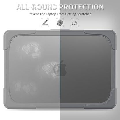 Batianda Heavy Duty Case for MacBook Neo 13 Inch 2026, Grey | Fits Model A3404 A18 Pro Chip, Ergonomic Foldable Stand Holds 22lbs, TPU Bumper, Matte Translucent Shockproof Hard Shell - color: Grey