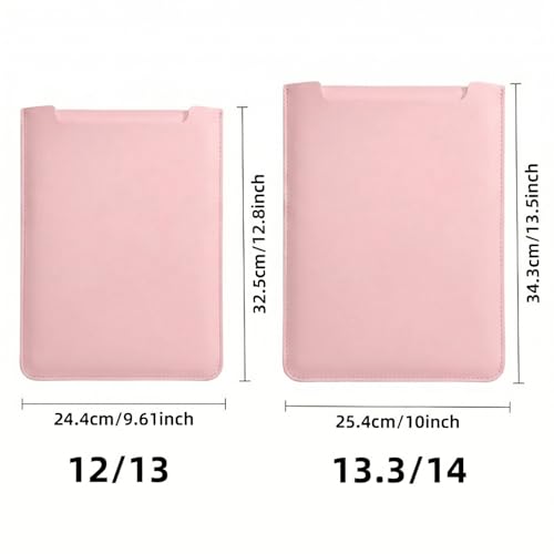 MacBook Air 14 inch Sleeve, PU Leather Laptop Sleeve Case Compatible with MacBook Air M5 M4 M3 M2 M1/MacBook Pro 13/MacBook Neo A18 2018-2026,Slim Protective Computer Sleeve Bag for Women, Pink - color: Pink, size: 13.3/14inch