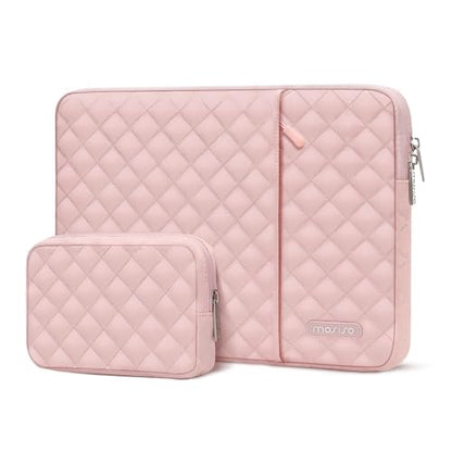 MOSISO Laptop Case 14 inch, 14 inch Laptop Sleeve, Chalk Pink | Compatible with HP Lenovo Dell ASUS,HP Stream,Dell Latitude,Lenovo IdeaPad,Square Quilted Vertical Bag with Pocket&Small Case - color: Chalk Pink, size: 14 inch