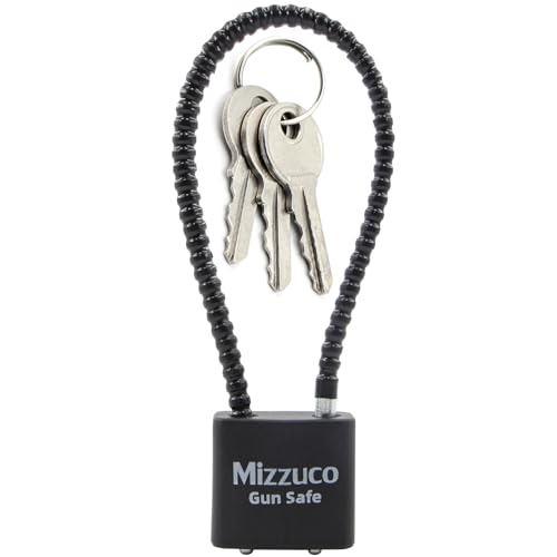 Keyed Cable Gun Lock w/3 Spare Keys for Dry Home Firearm Storage | 8.5 & 15 Inch, 1/3/5 Pack, Compatible w/ Handguns, Revolvers, Rifles & Shotguns for Home Gun Safe Storage(8.5" lock, Ebony) - color: Ebony, style: 8.5" lock