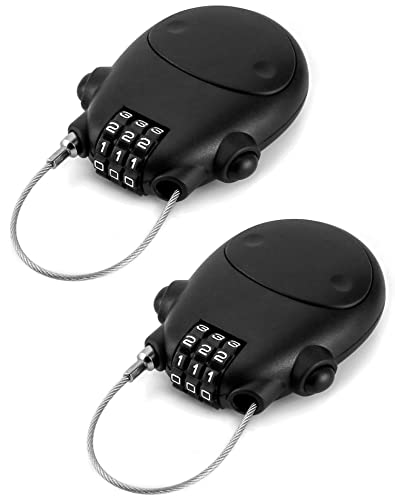 QWORK Retractable Combination Cable Lock, 2 Pack Adjustable 30" Steel Wire, Security Password Lock Steel Cable Luggage Locks for Luggage, Backpack & Helmet - size: ef of 2 pk