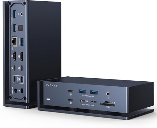 iVANKY FusionDock Max 1, 20-in-2 Thunderbolt 4 Docking Station Only for M1-M5 Pro/Max MacBook, Quad 6K or Dual 8K Display, 40Gbps Dock with 4 Downstream Thunderbolt 4 Ports, 100W, 2.5G LAN, SD 4.0 - color: Midnight Blue