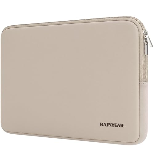 RAINYEAR 14 inch Laptop Sleeve Case Soft Padded Carrying Bag, Khaki | Protective Soft Lining Padded Computer Zipper Carrying Cover Bag Compatible with 14 Inch Laptop Computer PC Notebook - color: Khaki, size: 14 Inch